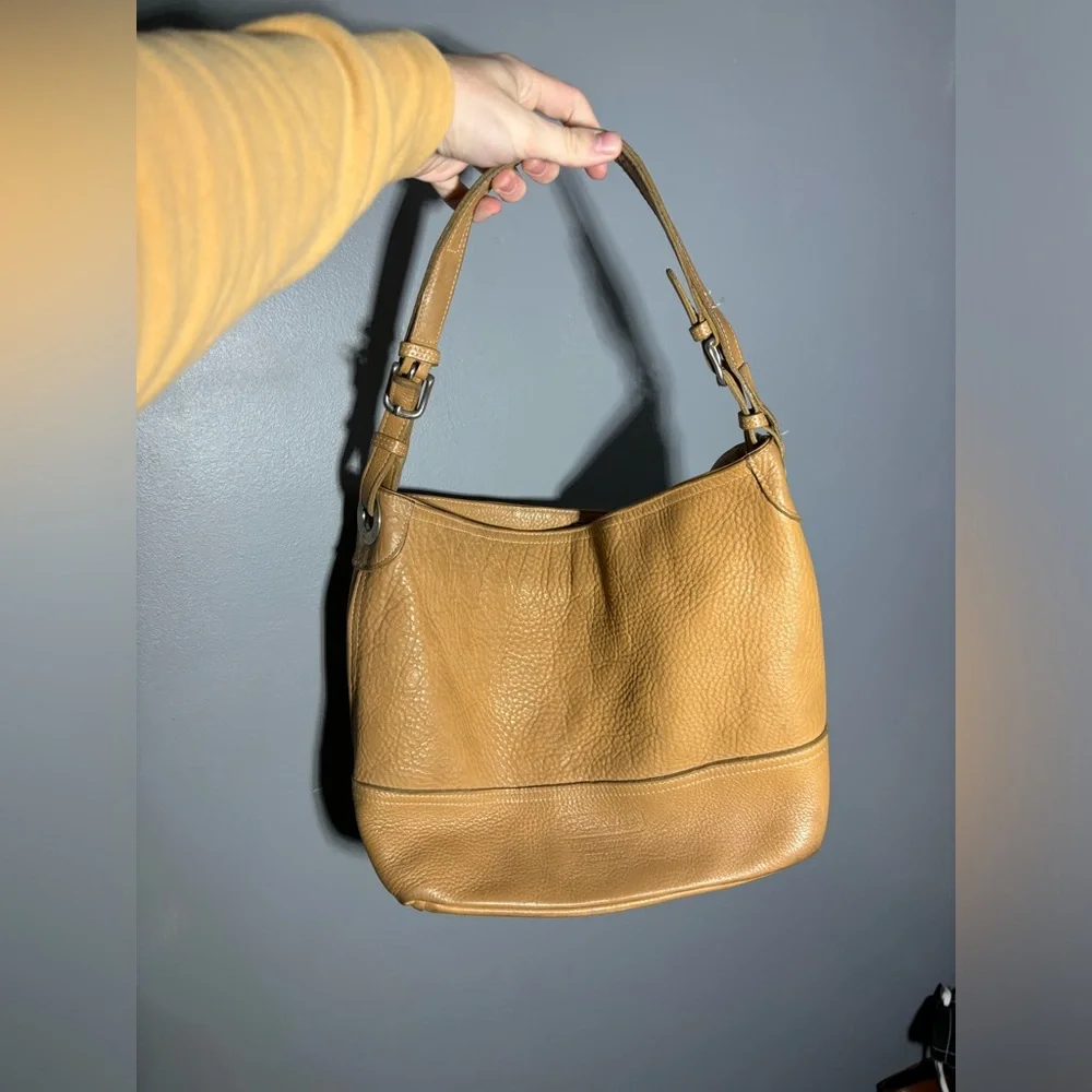 Coach 5715 Camel Pebbled Leather Made in The United States Hobo Shoulder Bag - Picture 1 of 12